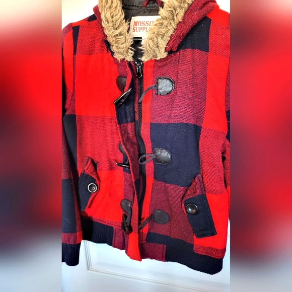 BLACK AND RED WINTER COAT - Picture 2 of 7